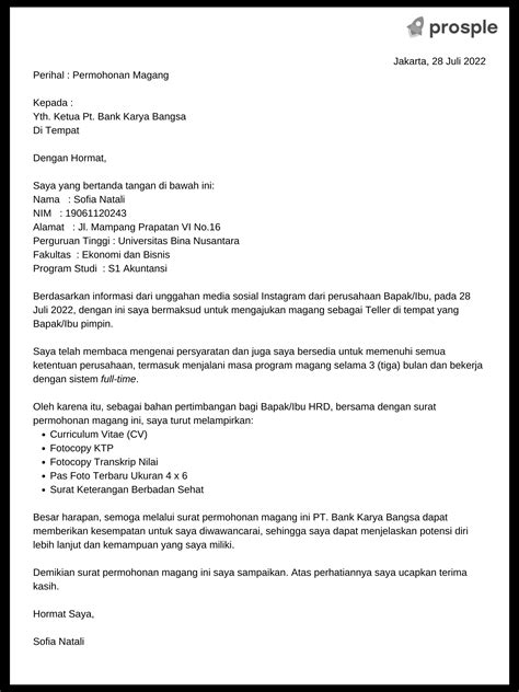 contoh surat pengantar magang  Pimpinan Tempo Grup Media